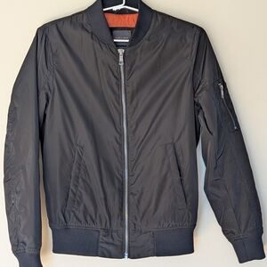 Zara Charcoal Bomber Jacket with Tangerine Lining